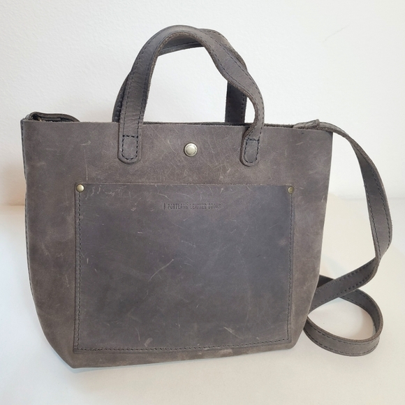 Portland Leather Handbags - Portland Leather Goods Mini Crossbody Tote in Groupie Grey